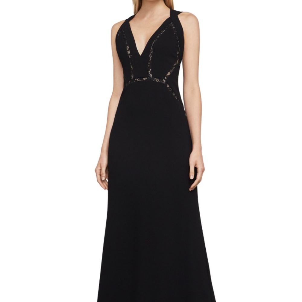 BCBG Penelopey Halter V-Neck Long Gown